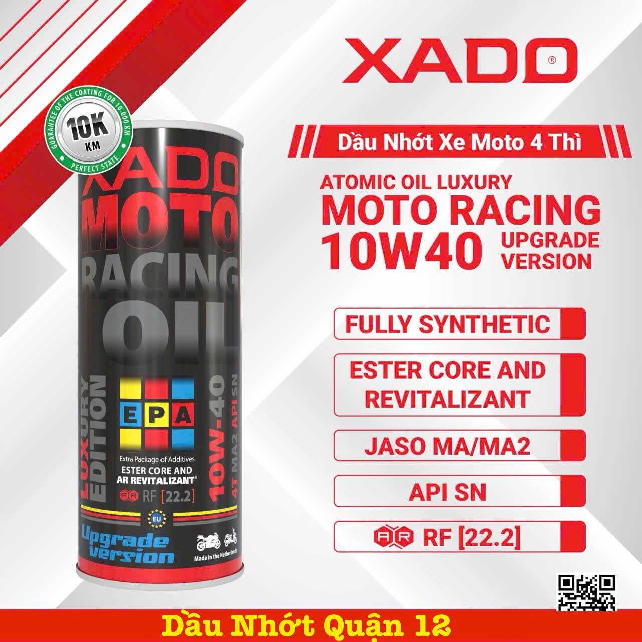 [Xả Hàng] Xado Racing V3 22.2 - Nhớt Cao Cấp Xe Số - Tay Côn XADO LUXURY MOTO RACING OIL 4T 10W-40 Made in Holland