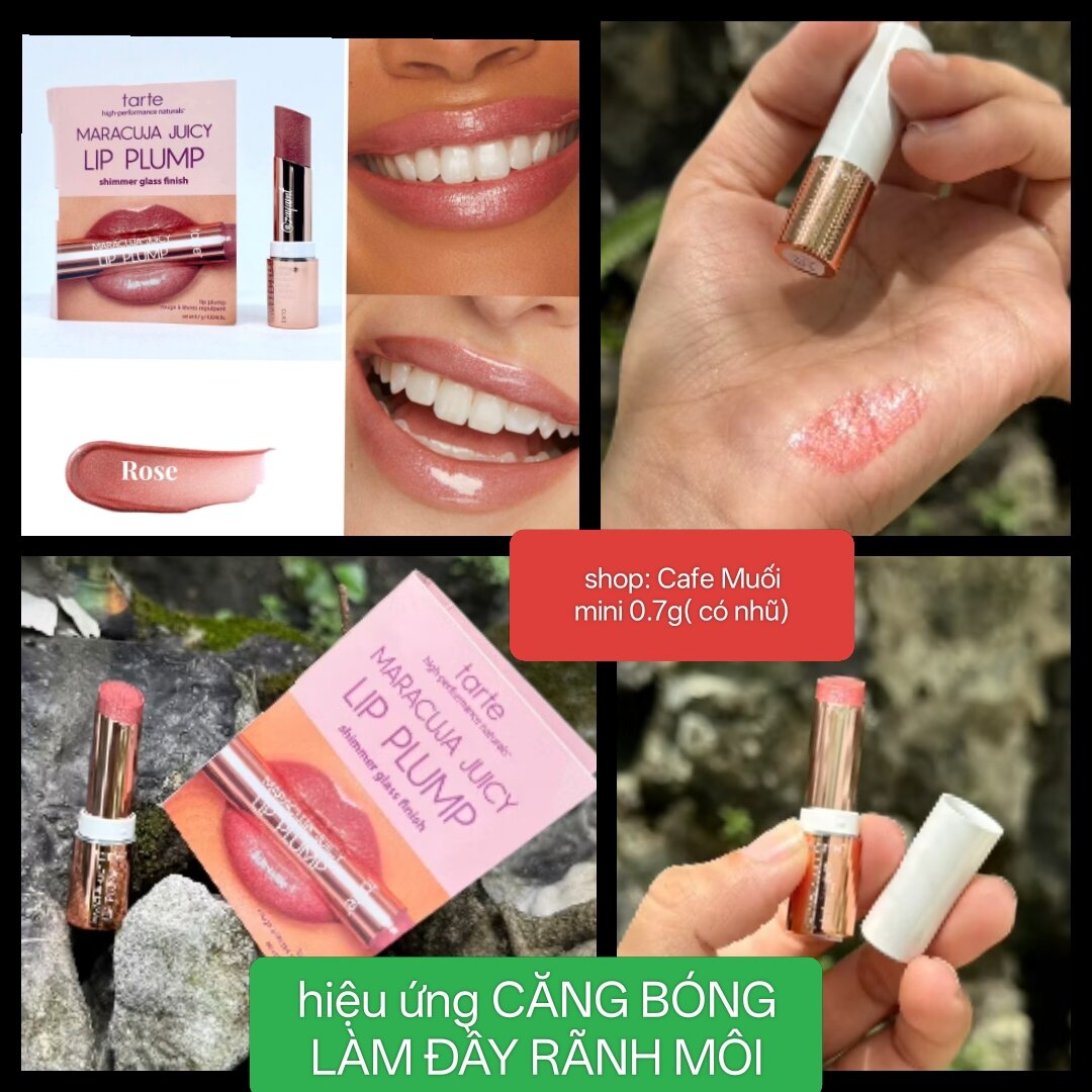 SON DƯỠNG CÓ MÀU Tarte Maracuja Juicy Lip Plump Shimmer Glass mini 0.7g bảng có nhũ