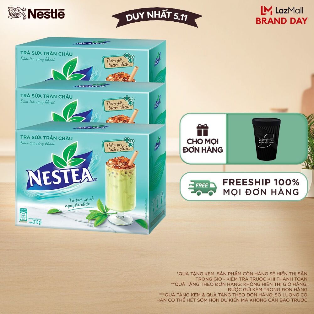 [FREESHIP TOÀN QUỐC] Combo 3 Hộp Trà sữa NESTEA trân châu (hộp 5 gói x 17g)