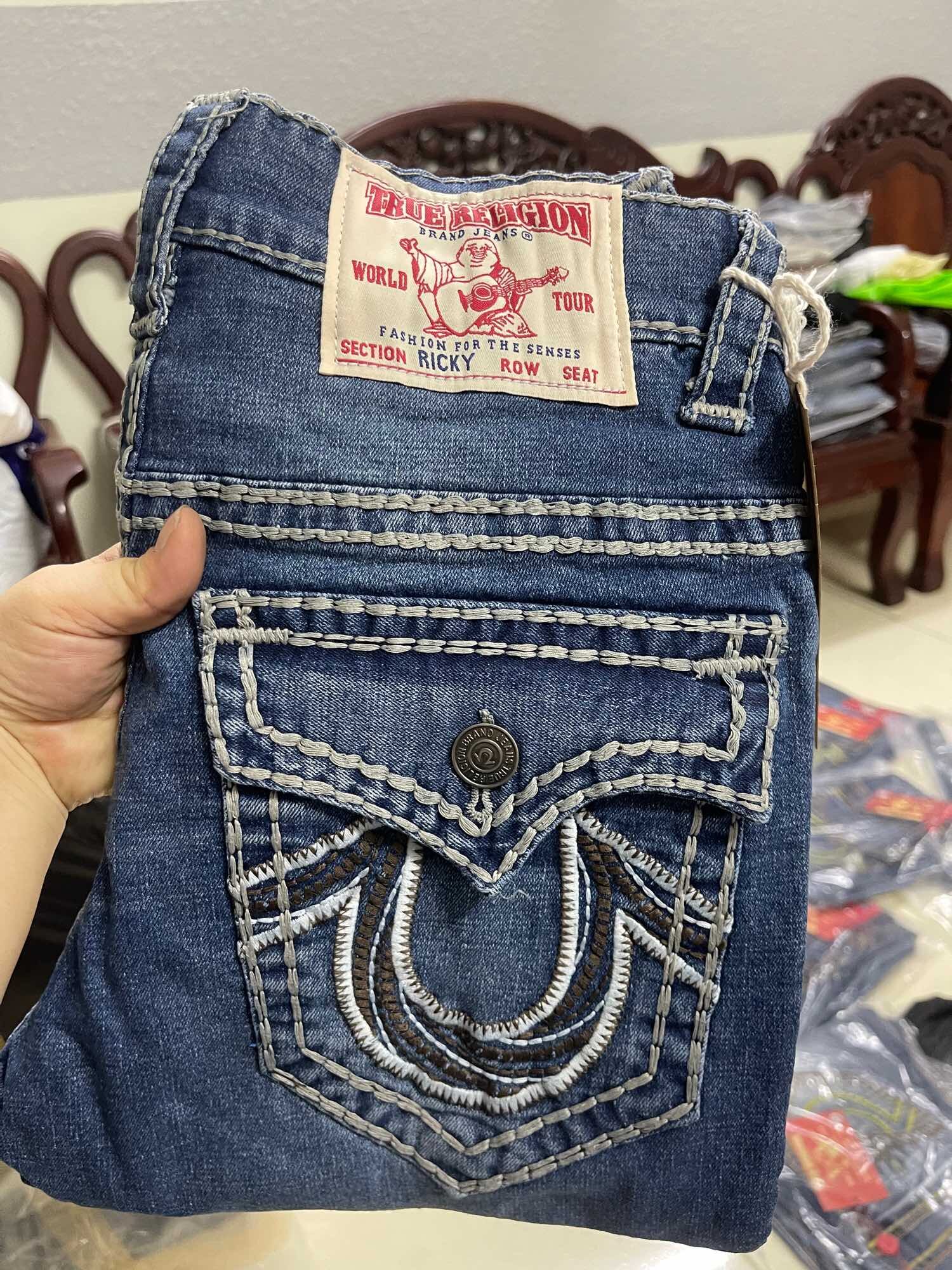 Quần jeans nam nắp túi chỉ nổi