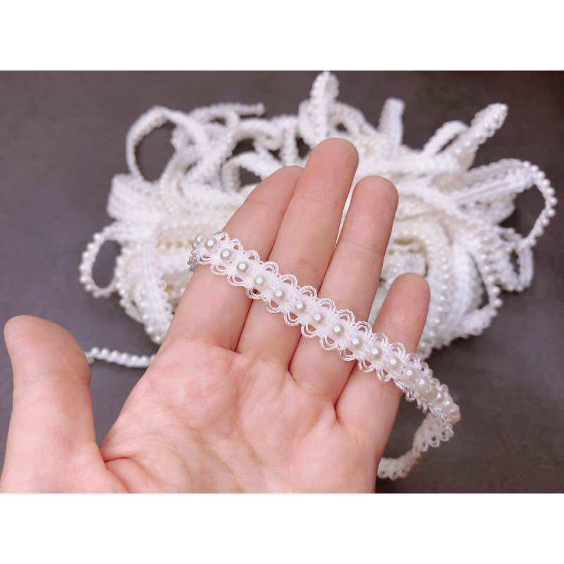 Các loại dây ren đính ngọc dài 1 met dùng trang trí quần áo cô dâu diy