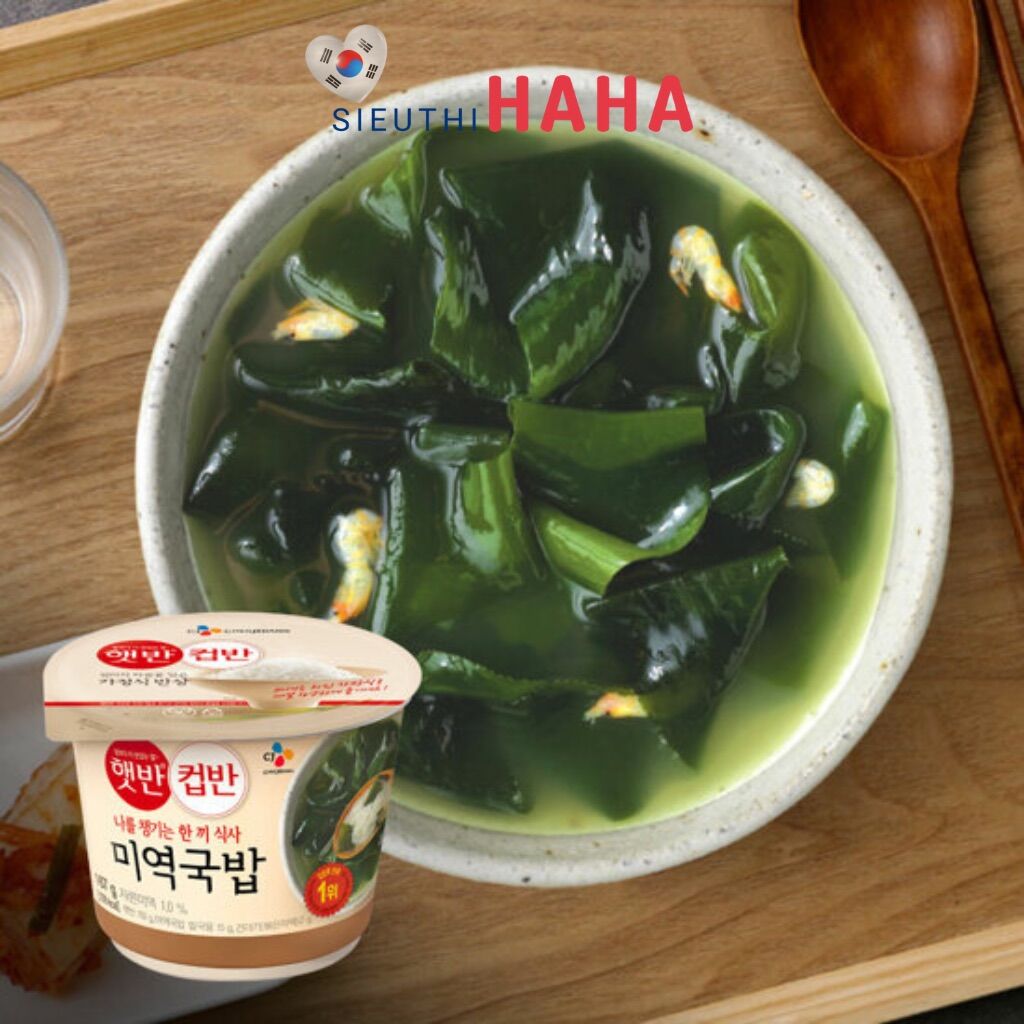 Cơm canh rong biển ăn liền hàn quốc CJ 햇반컵반 미역국밥 166.8g