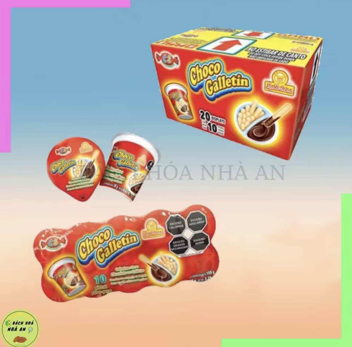 Bánh que chấm socola galletin 150gram | lốc 10 hủ |