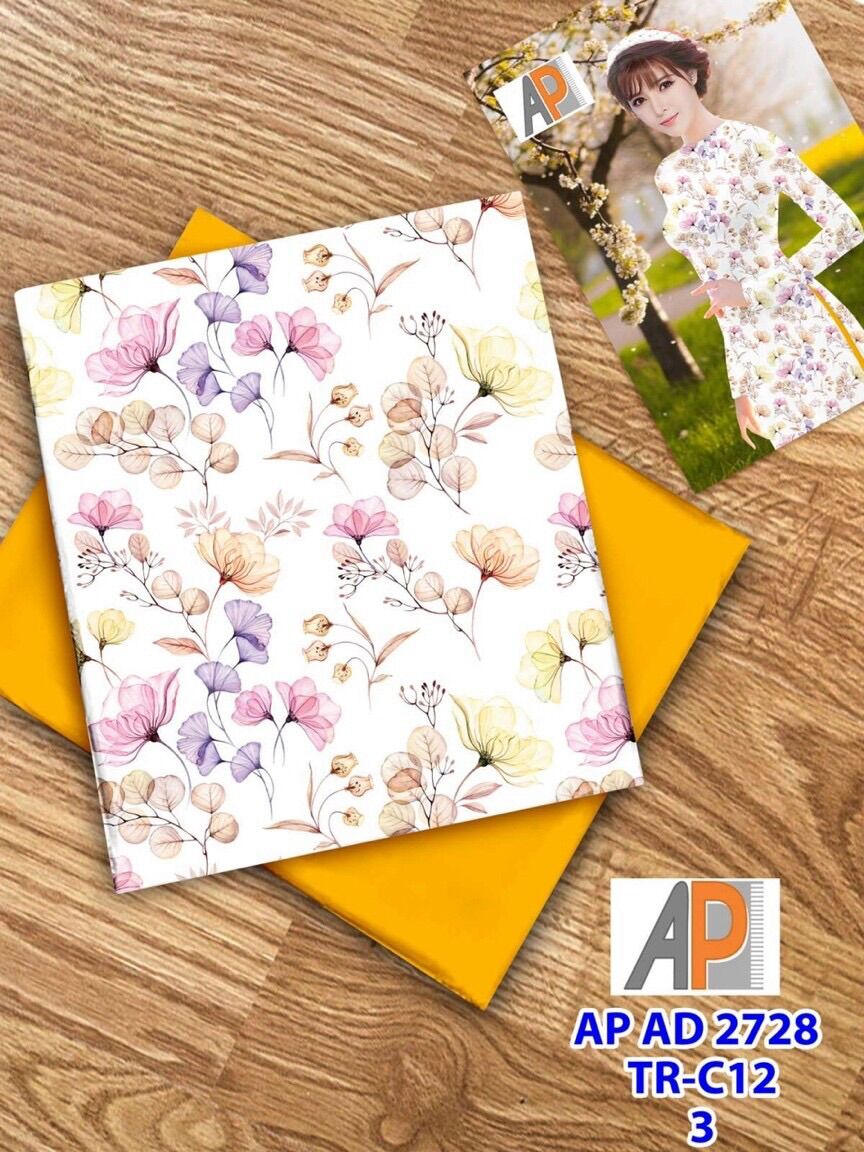 Vải áo dài in hoa đều thân áo