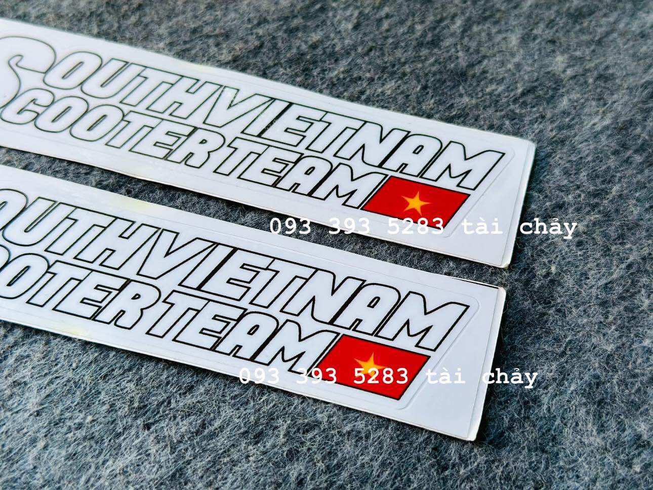 [ 1 MIẾNG ] TEM DECAL DÀI 15CM CHỮ TRẮNG NỀN TRẮNG