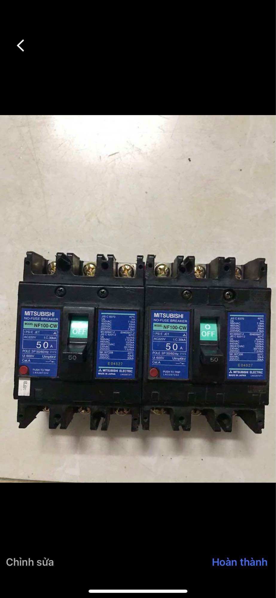 Mitsubishi 3-Phase Circuit Breaker 50A~100A (Used Japanese Product - 85-95% New)