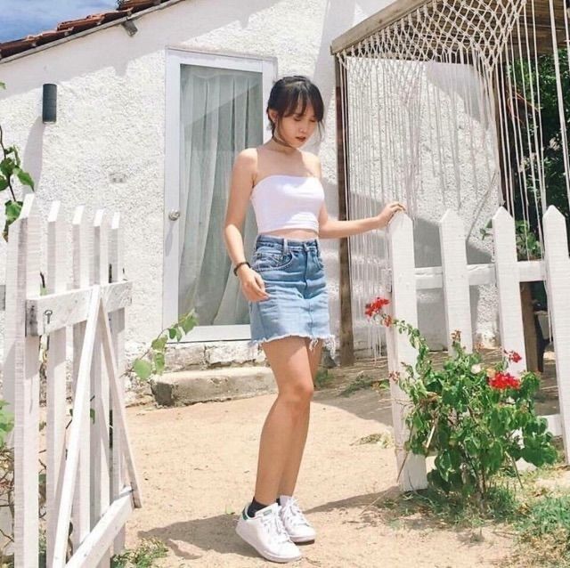 Áo ống trơn đen trắng