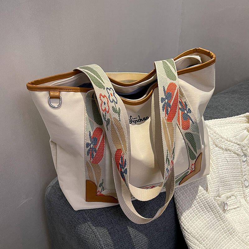 Túi Tote Vải Dung Tích Lớn Cho Nữ Túi Đeo Vai Đơn Túi Mua Sắm Thường Ngày Phong Cách Hàn Quốc Dây Đeo Chéo Đơn Giản Túi Đi Làm Túi Đi Học