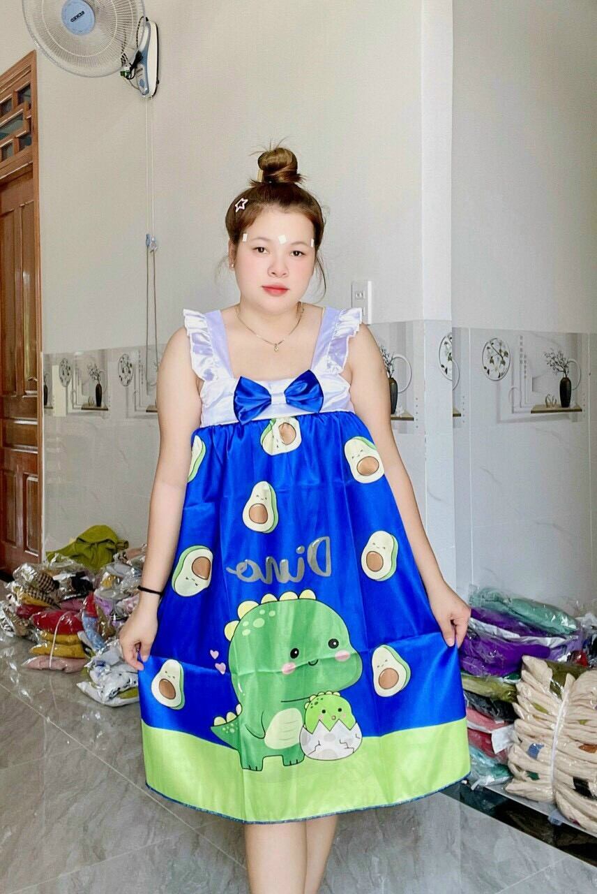 Đầm Ngủ Nữ Phi Lụa Dễ Thương Size To Mặc Nhà Giá Rẻ - M62