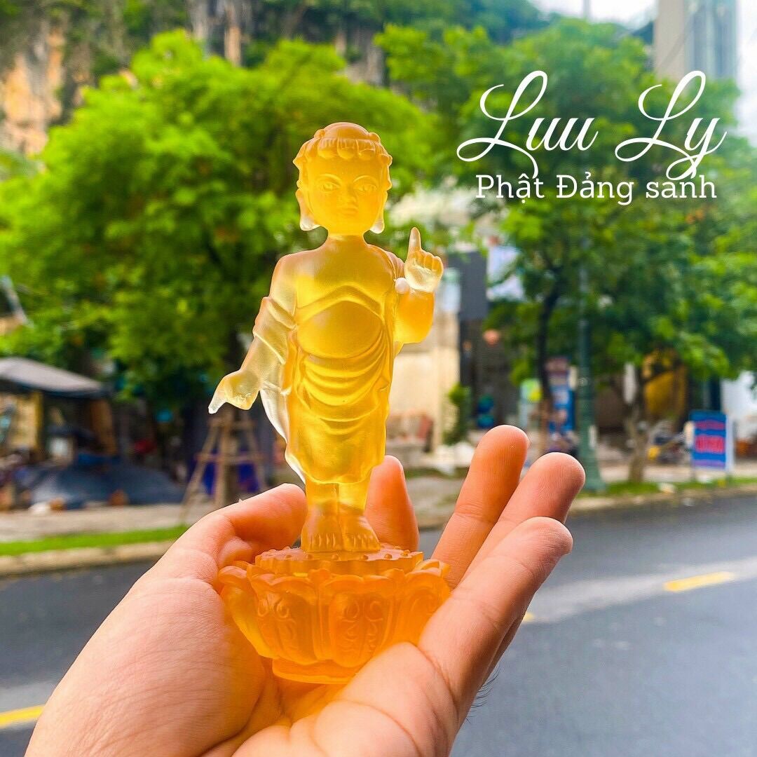 Tượng đức phật đản sanh ngọc lưu ly - cao 12cm