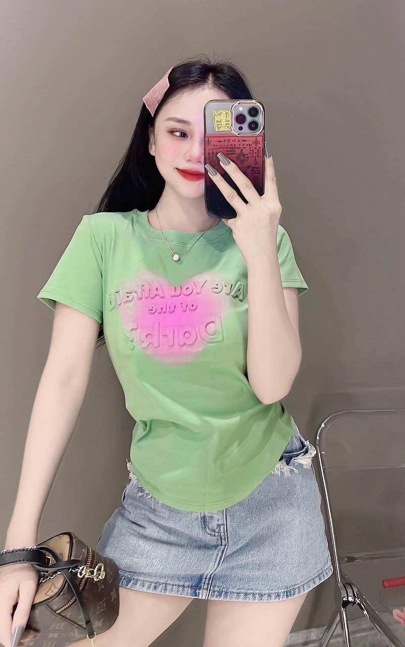 Áo kiểu thun ôm body nữ loang dập nổi phom dài