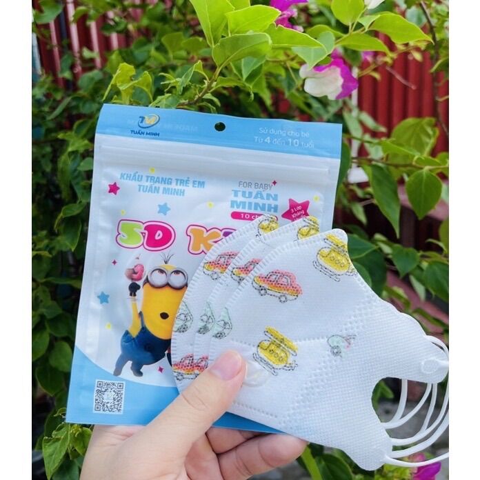 Sỉ 100 khẩu trang 5D cho bé 4-10 tuổi