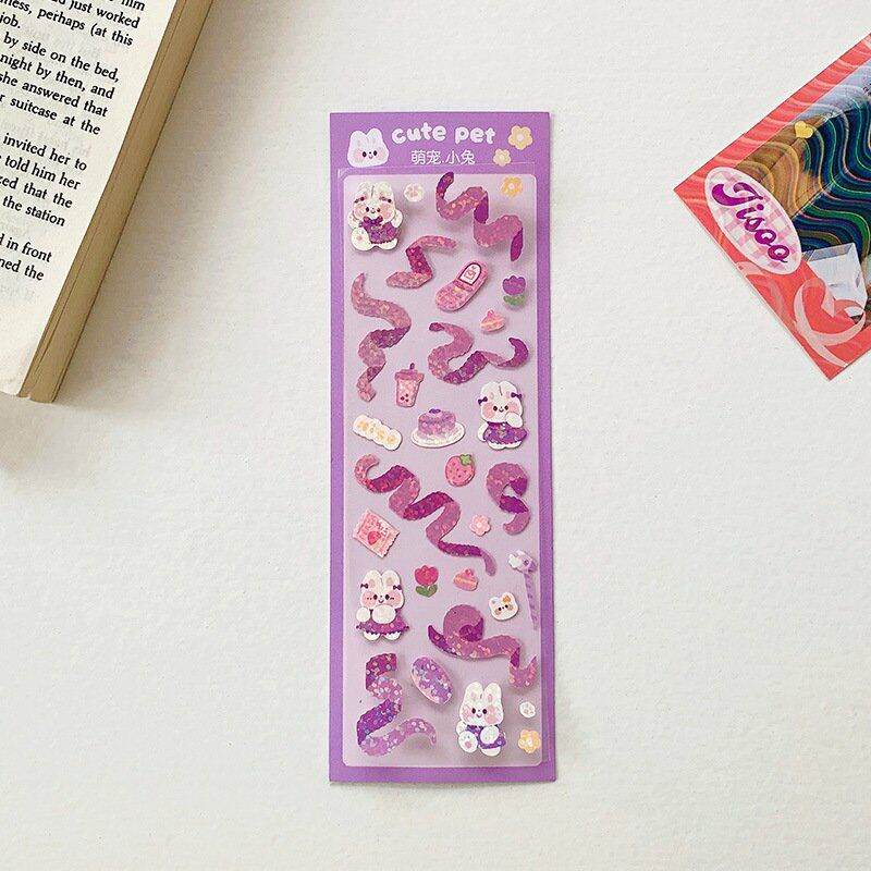 🍓 Tấm sticker thỏ ruy băng lấp lánh trang trí toploader #A1402