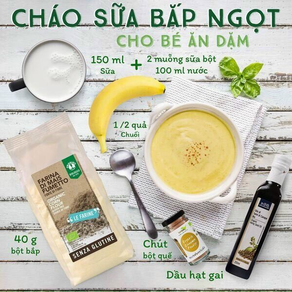 Bột bắp hữu cơ dùng làm bánh, nấu súp cho bé và gia đình 375gr