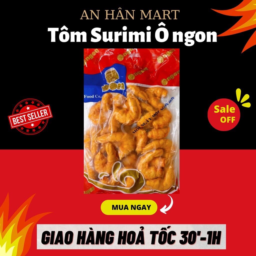 Chả tôm surimi định hình, tôm surimi ô ngon ăn vặt, thả lẩu gói 500g