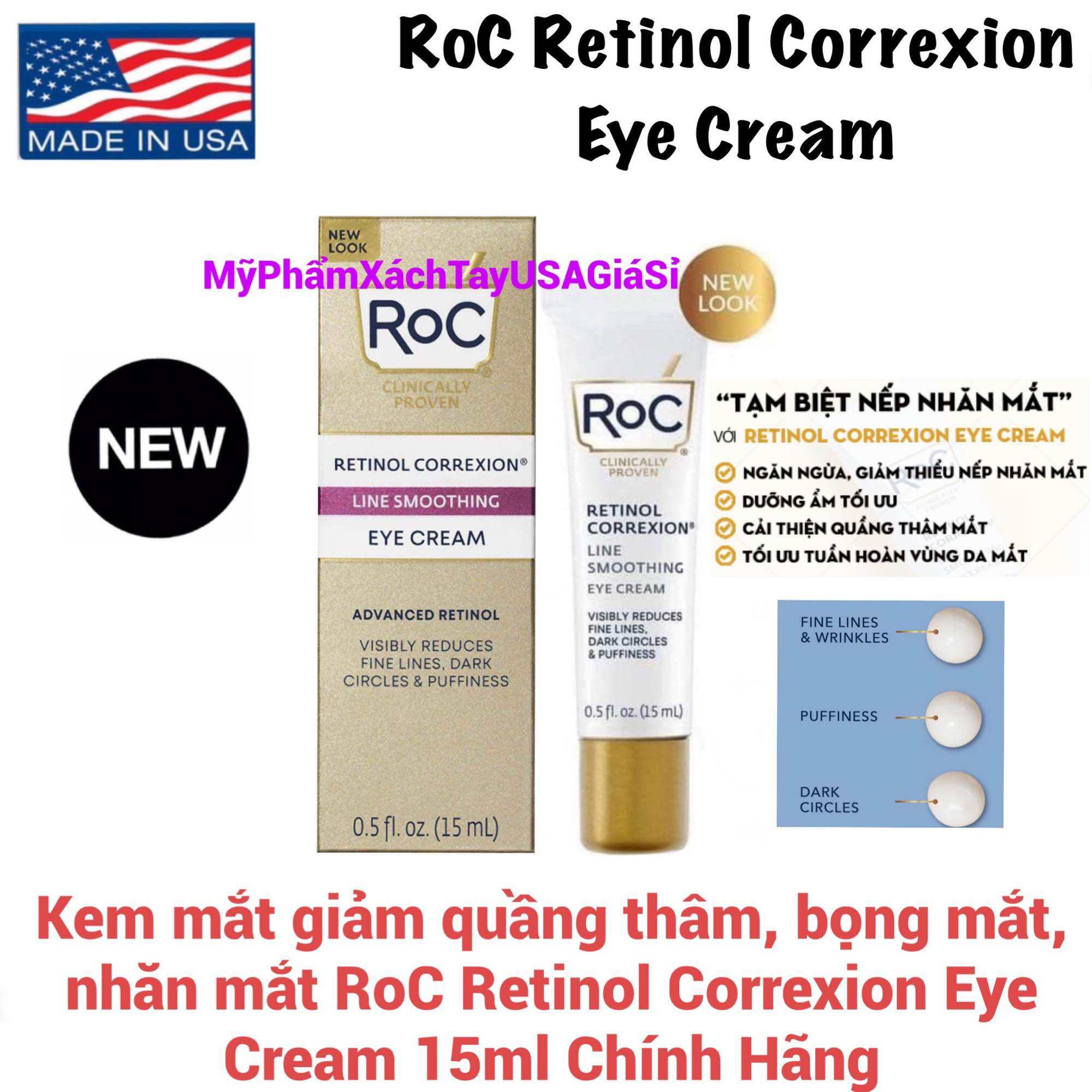 Kem mắt RoC Retinol Correxion Eye Cream 15ml