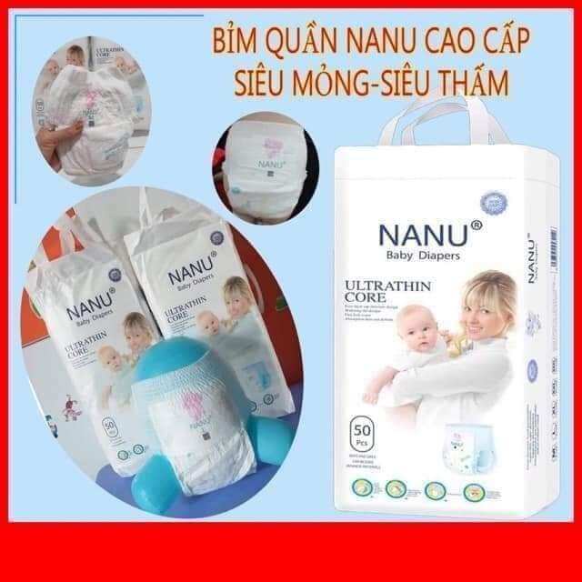 100m bỉm quần Nanu siêu mỏng, siêu thấm hút đủ size từ M đến XXXL, giá yêu thương  cho bé yêu