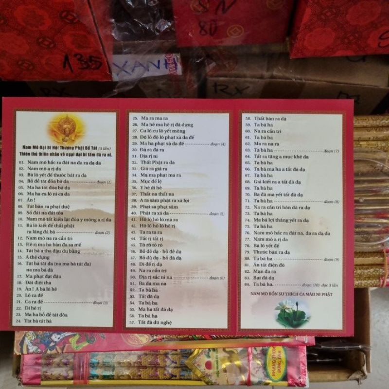 TẤM CHÚ ĐẠI BI GIẤY