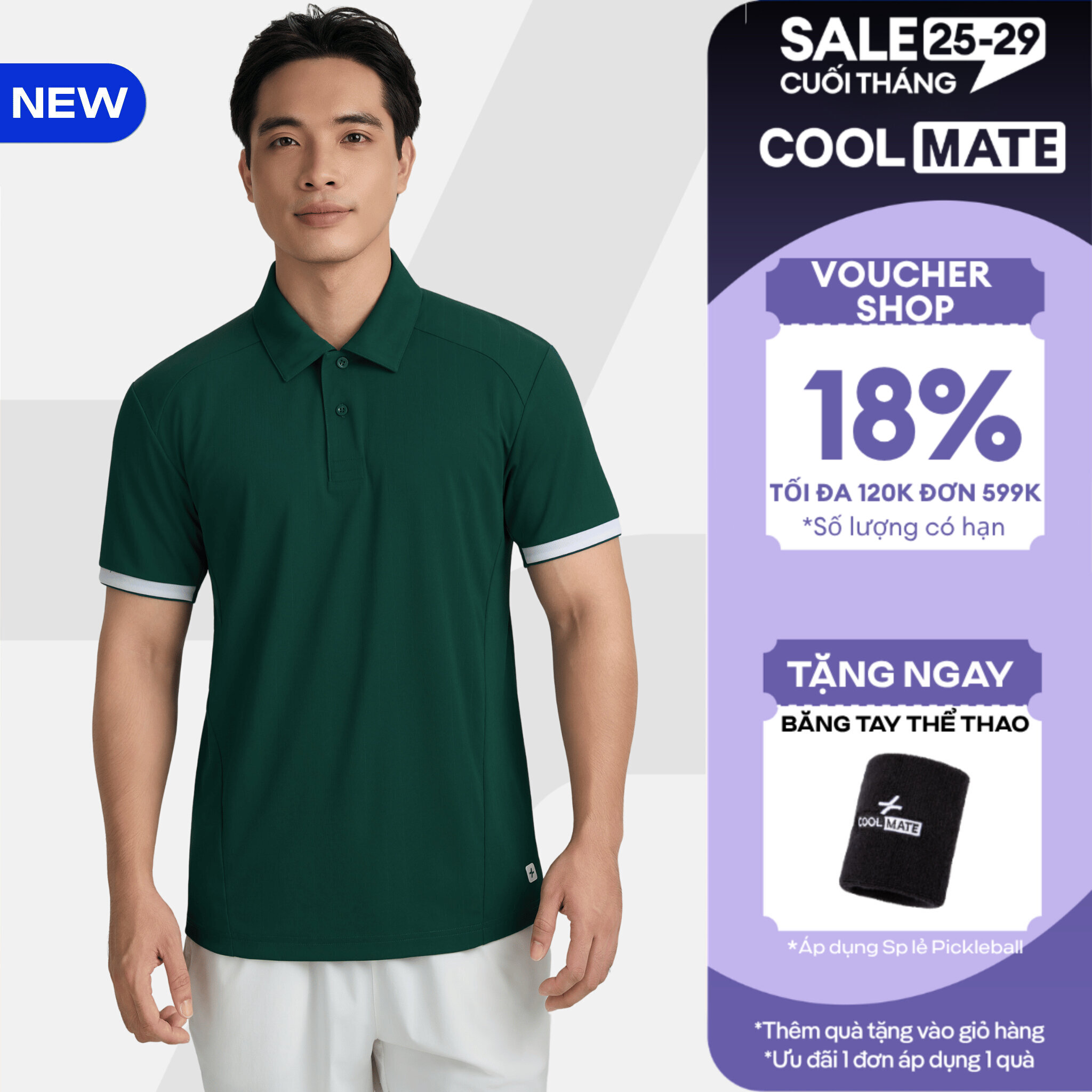 [TẶNG BĂNG TAY]Áo Polo thể thao nam Pickleball ZeroMark™ (CÔNG NGHỆ KHÔNG ĐỂ LẠI VỆT MỒ HÔI) nhanh khô, Thoáng khí, Thấm hút tốt, Thoải mái vận động Coolmate