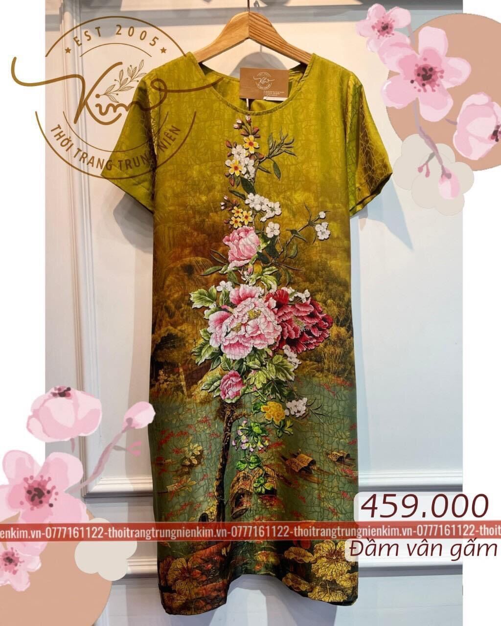 Đầm lụa vân gấm