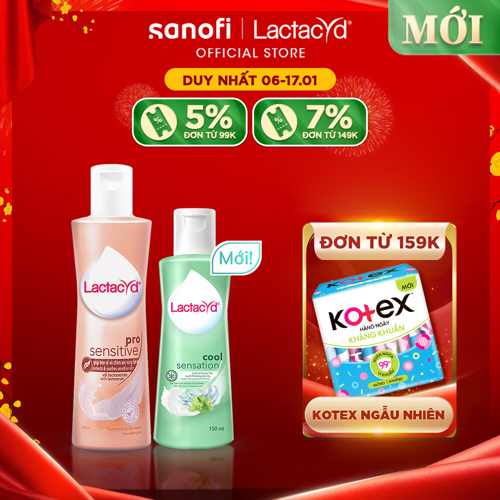 Bộ 1 Chai DDVS Phụ Nữ Lactacyd Cool Sensation 150ml + Lactacyd Pro Sensitive 250ml