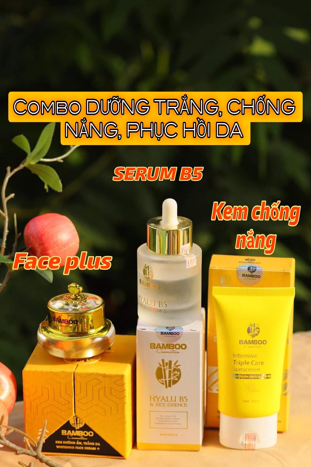 Combo kem face plus, serum b5, kem chống nắng bamboo