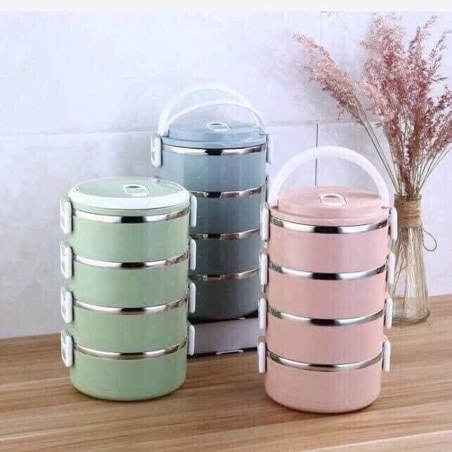 Cặp lồng lúa mạch giữ nhiệt 4 tầng ruột inox