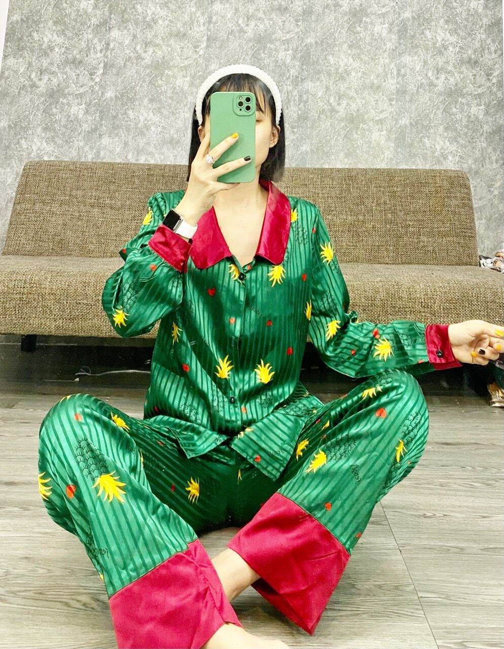 Bộ pijama lụa phi bóng loại 1