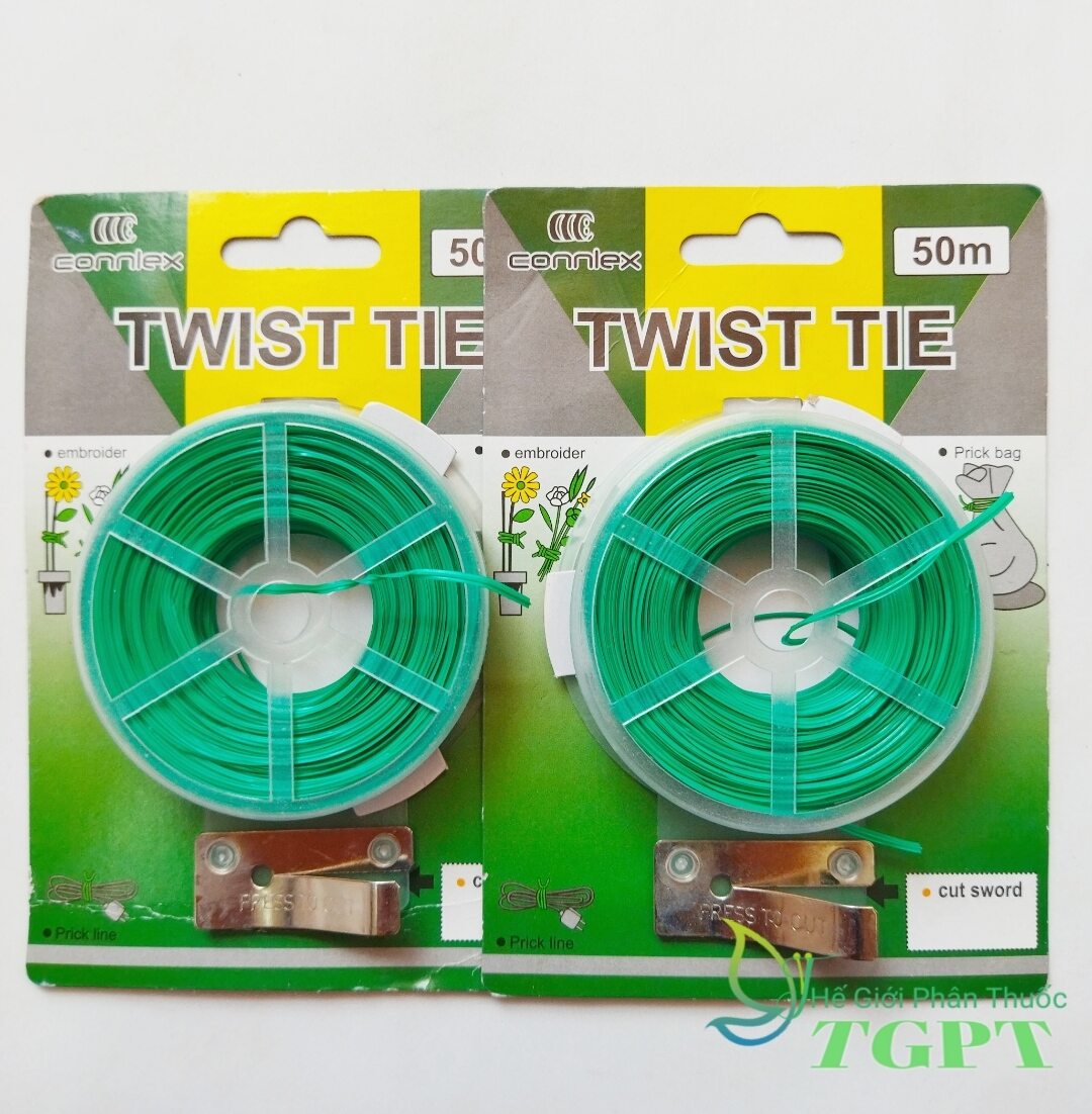 Combo 2 cuộn dây buộc kẽm bọc nhựa có dao cắt - đa năng dùng buộc lan, buộc cành cây - 50m