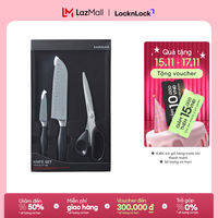 Bộ dao nhà bếp Lock&Lock - CKK303, CKK304, CKK305 - 2 dao và 1 kéo - Thép nguyên khối, sắc nhọn, an toàn - tay cầm nhựa