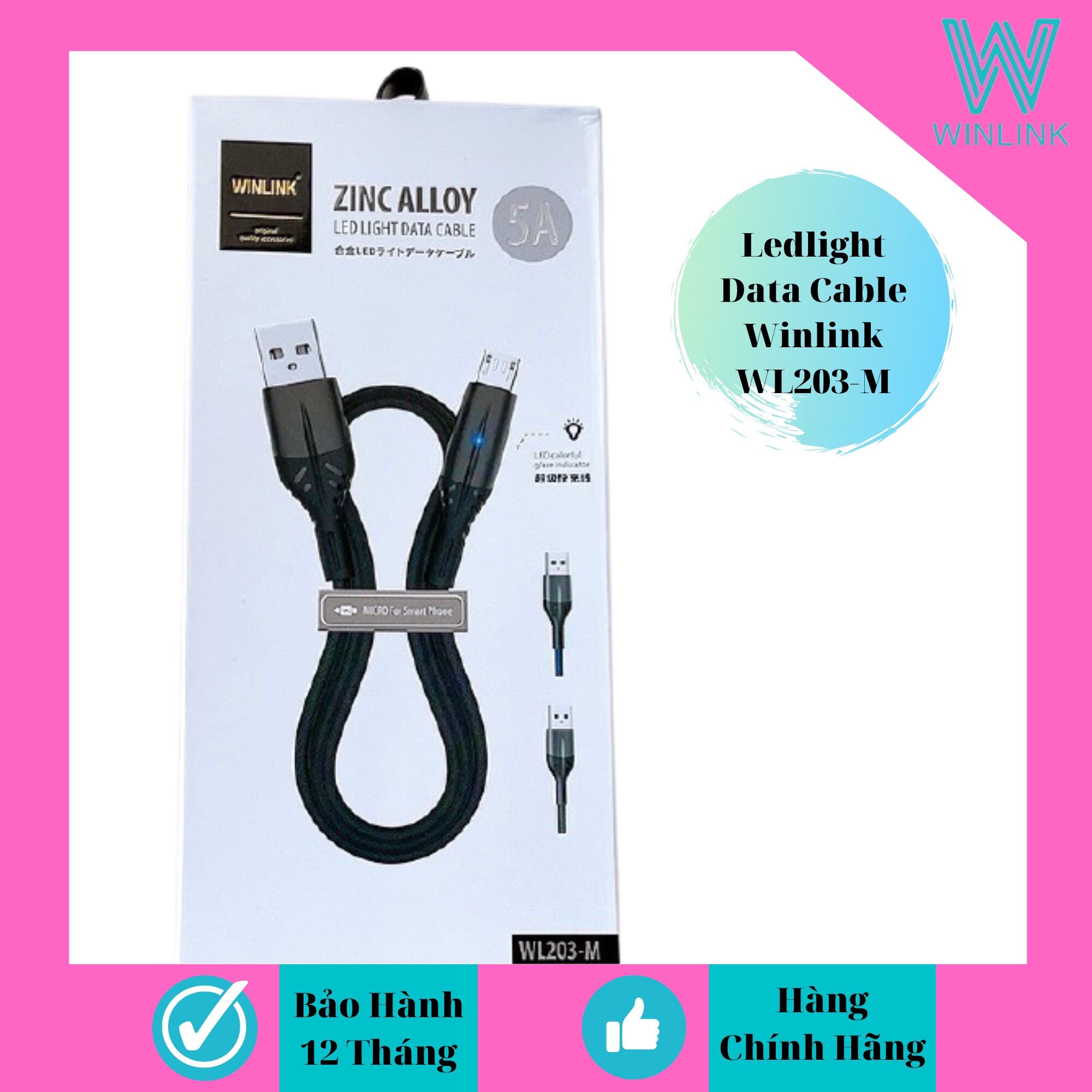 Dây cáp sạc winlink 203 đuôi sạc micro cho smart android
