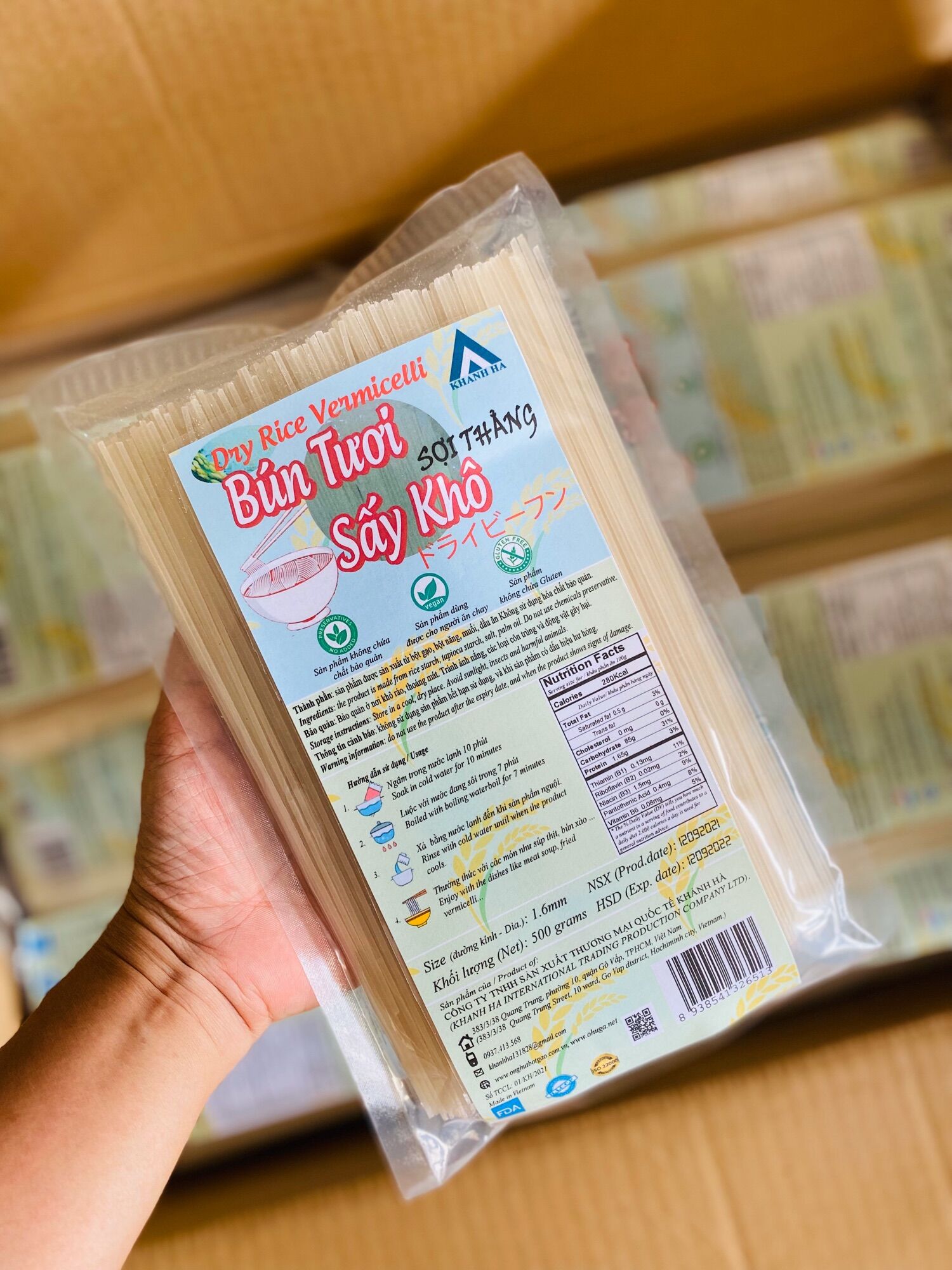 Bún tươi sấy khô sợi thẳng 500gram