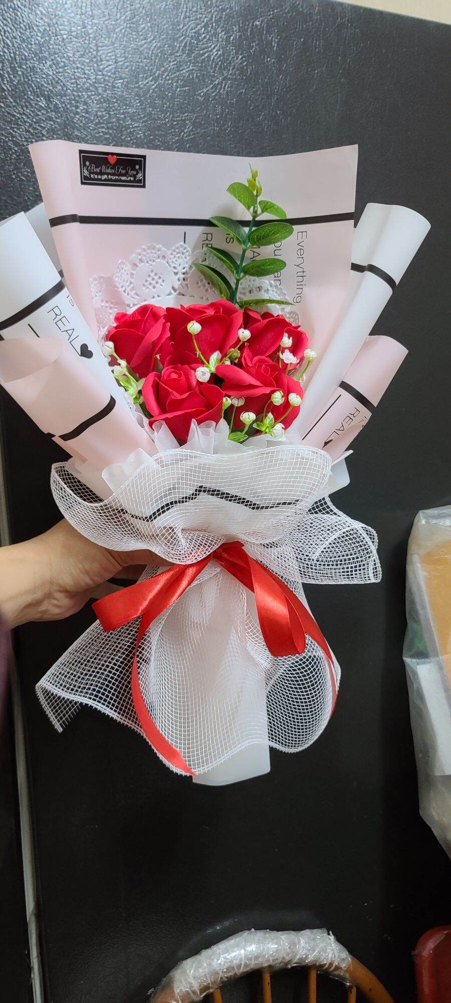Bó hoa hông sáp thơm vĩnh cửu 5 bông