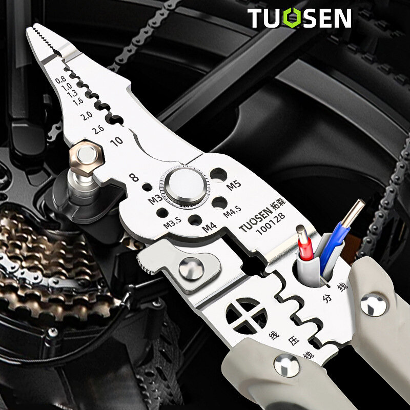 Kìm tuốt dây bấm cos 12 chức năng Tuosen