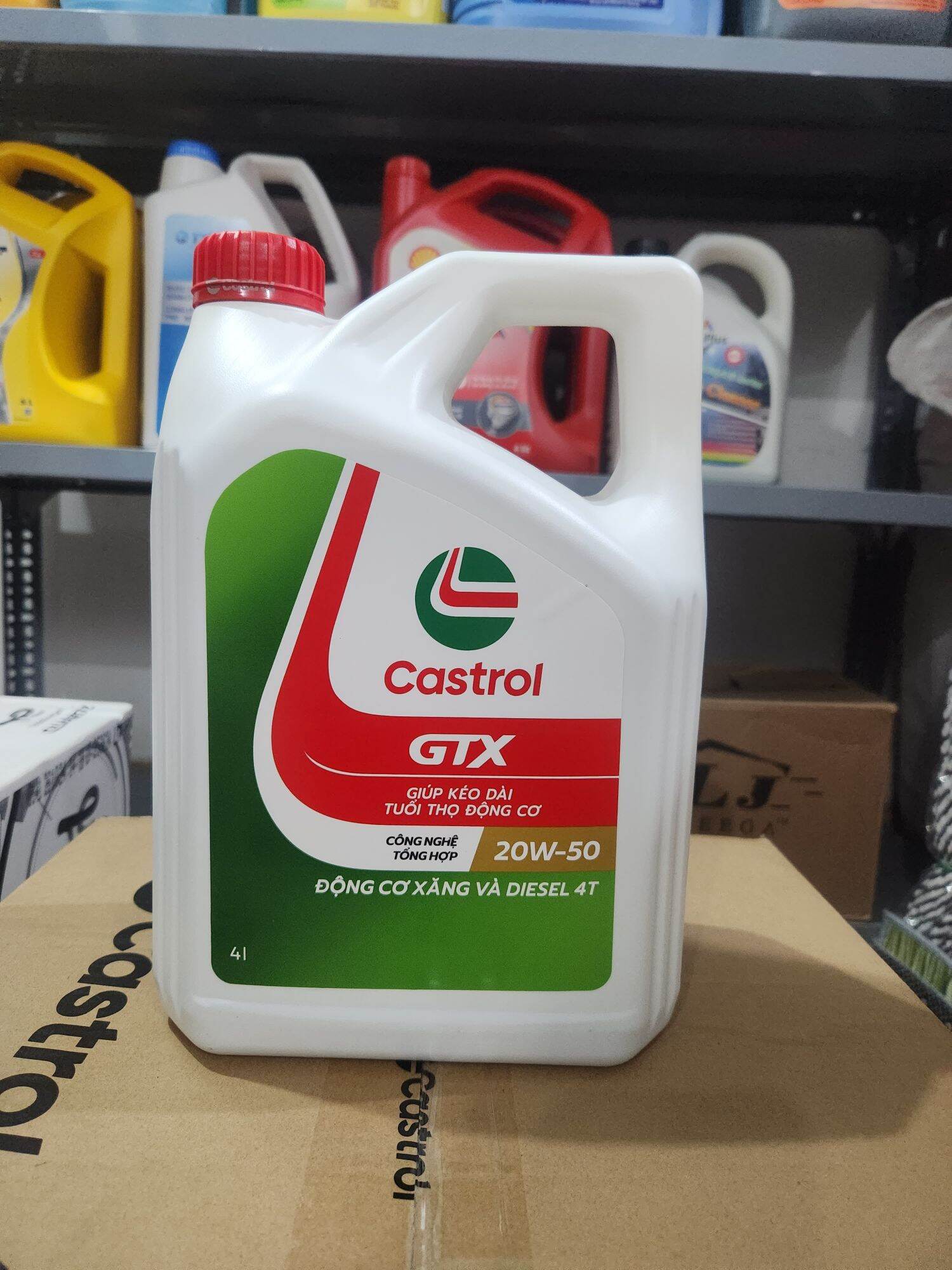 Dầu nhớt động cơ castrol gtx 20w-50-4l, phù hợp cho cả máy xăng và máy dầu