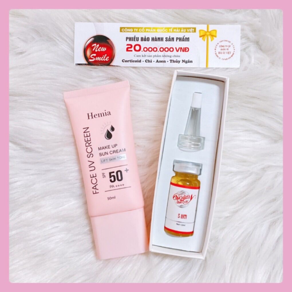 Compo Dưỡng Trắng Da KEM CHỐNG NẮNG HEMIA + SERRUM NOÃN THỰC VẬT