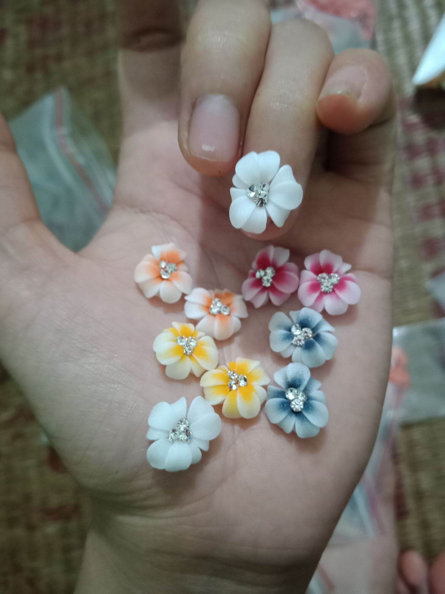 hoa cúc bột 9 cánh ôm móng set 10 bông