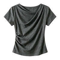 Loowmane | Áo Thun Elegance Tay Ngắn V-Neck Có Nếp