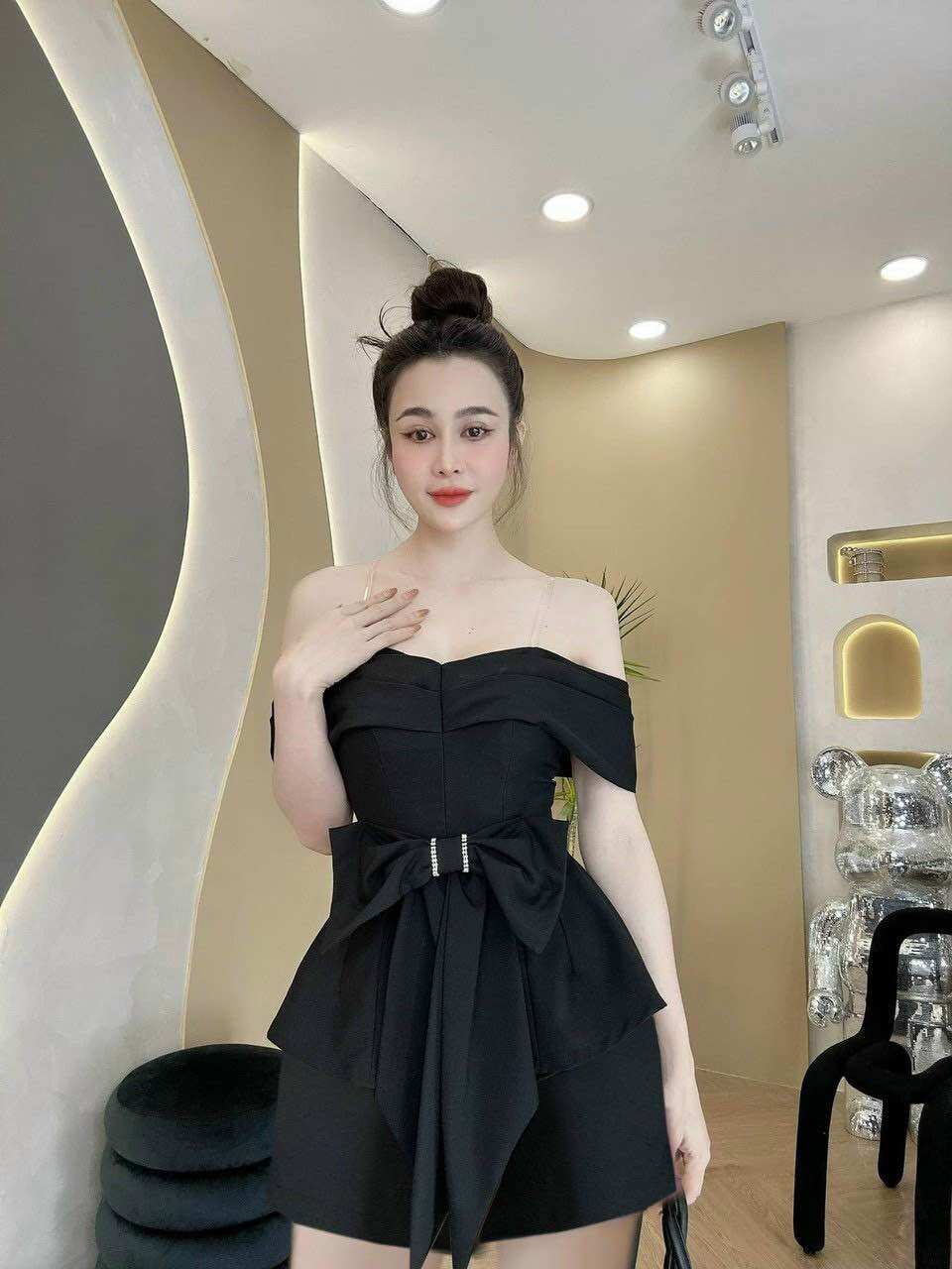 (SHOP TÁO ĐỎ BIGSIZE 50KG ĐẾN 90KG) set áo nơ có mút và dâu trong