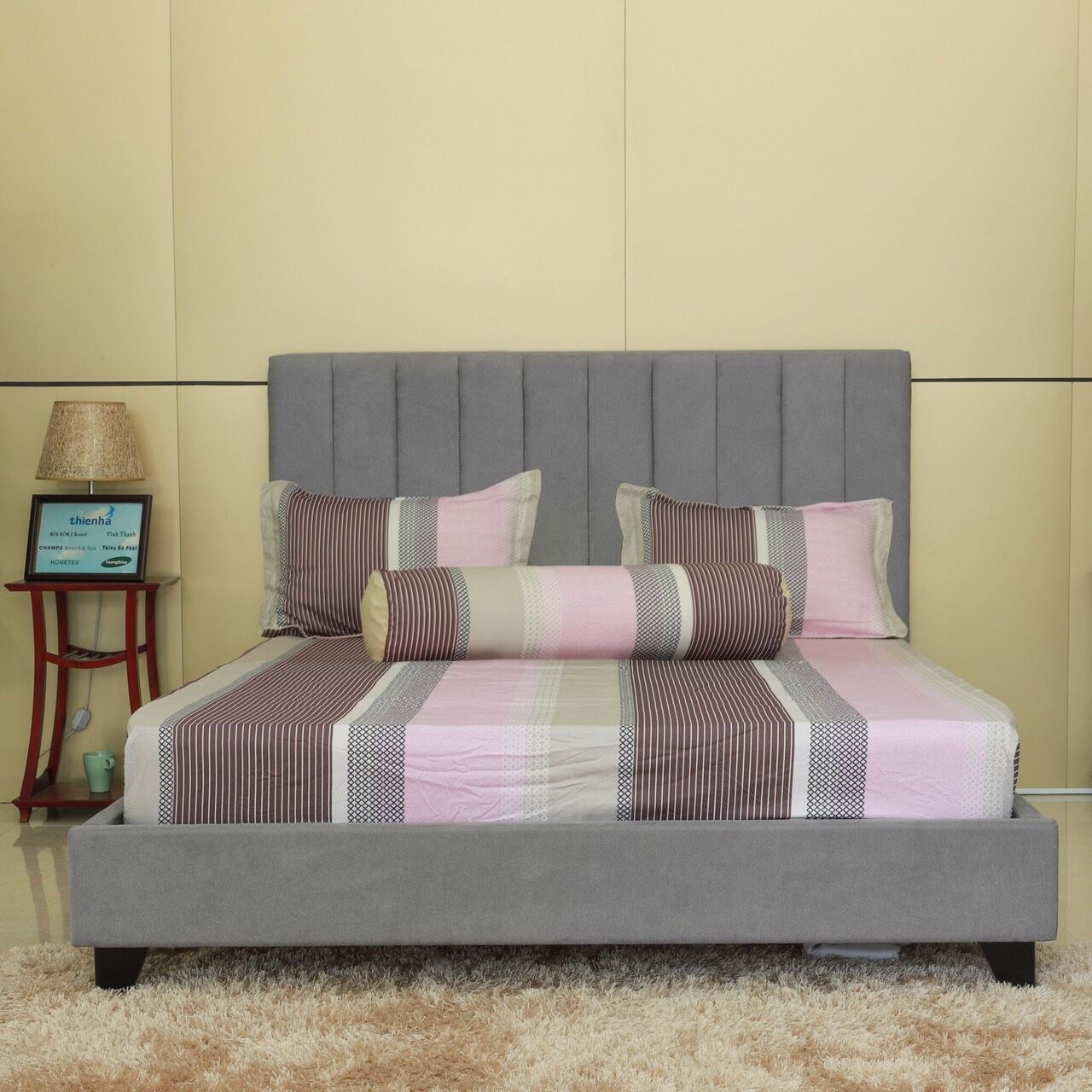Bộ Drap gối cotton hoa Hometex 1.6x2, 1.8x2m