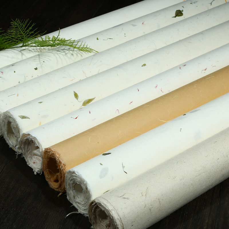 Giấy Da Vân Long Sợi Dài Hoa Cỏ Thủ Công Bốn Thước Giấy Tuyên Dày Dặn Giấy Đóng Gói Tranh Trung Quốc Thư Pháp Giả Cổ Nửa Đời Chín