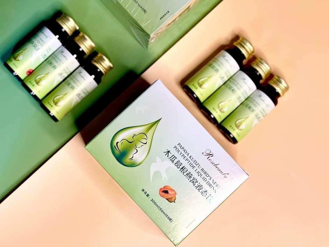 Nước uống nở ngực đẹp da chiết xuất Yến Collagen Đu đủ RoseBeauty xanh mẫu mới