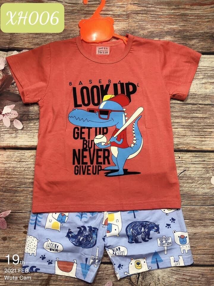Bộ cotton xuất h&agrave;n cho b&eacute; trai