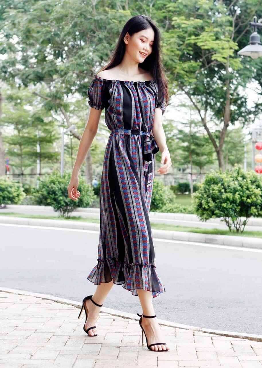 Đầm maxi Mentosa vải mỏng mát nhẹ tênh