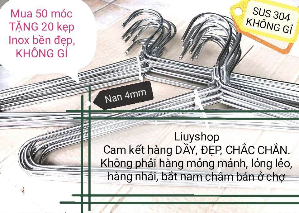 10 Móc treo quần áo inox 304 cao cấp, móc áo nhôm dầy.