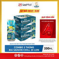 Nồng độ cồn 4.6% - Combo 3 Thùng 20 lon Bia Sài Gòn Chill 330ml