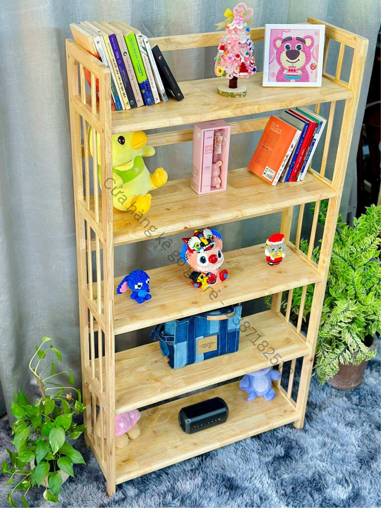 Kệ sách gỗ 5 tầng ngang 1m