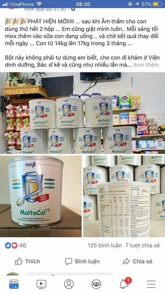 Bột tăng cân maltocal 19 đức hộp 1kg