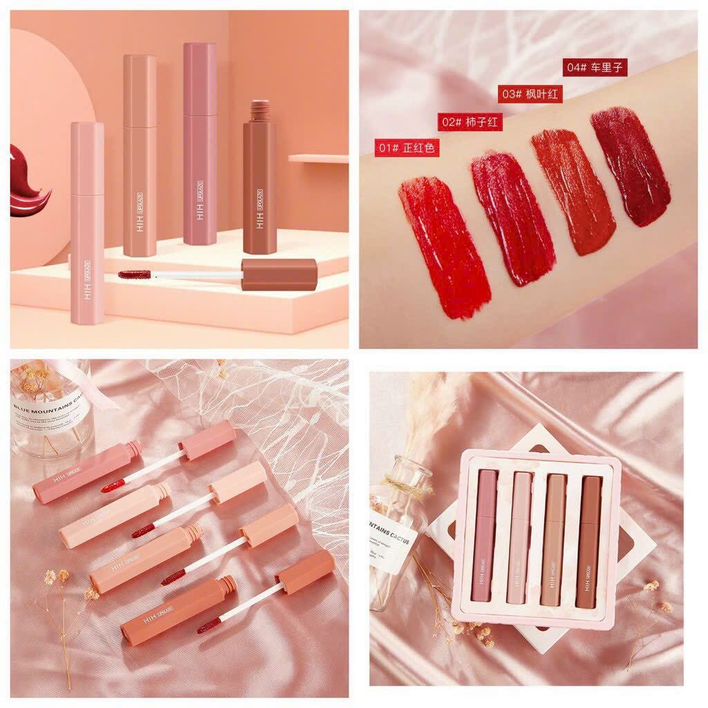 Set 4 son kem hih 4 màu siêu lỳ mịn môi