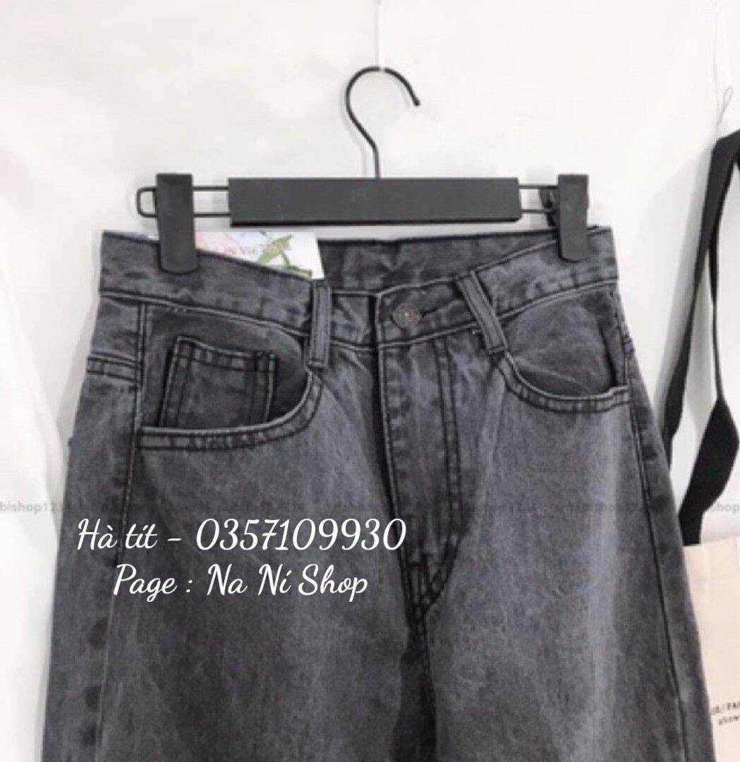 Quần jean baggy trơn cạp cao tôn dáng
